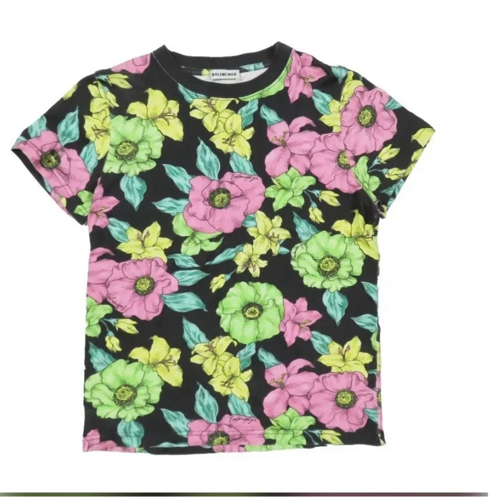 Balenciaga Floral Print Short Sleeve Tee - Picture 6 of 7